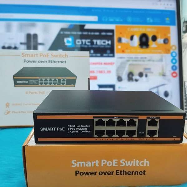 Bộ chia mạng Switch PoE 8 Port + 2 Uplink - 10/100 Mbps
