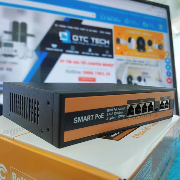 Bộ chia mạng Switch PoE 4 Port + 2 Uplink - 10/100 Mbps