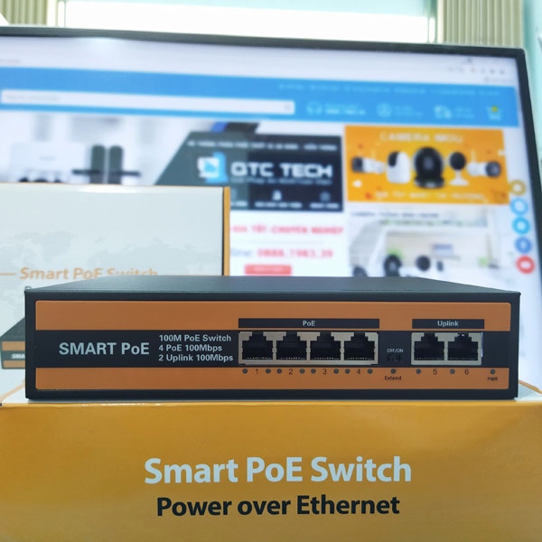 Bộ chia mạng Switch PoE 4 Port + 2 Uplink - 10/100 Mbps