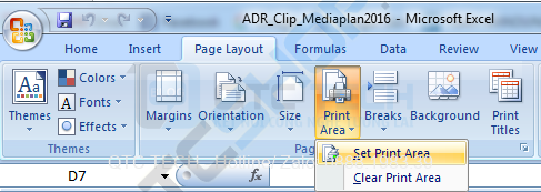Set print area in trong excel