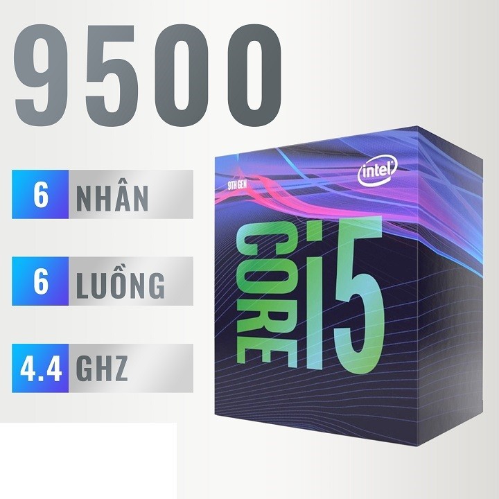 CPU Intel Core i5-9500 (3.0GHz Turbo 4.4GHz, 6 nhân 6 luồng, 9MB Cache, 65W) – SK LGA 1151-v2