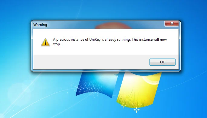 Khắc phục Unikey báo lỗi "A previous instance of Unikey is already running. This instance will now stop"