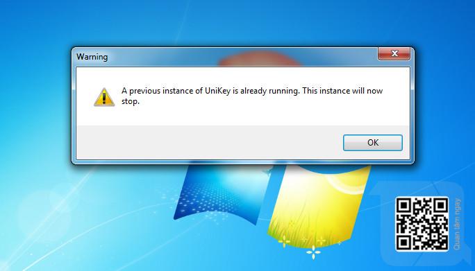 Khắc phục Unikey báo lỗi "A previous instance of Unikey is already running. This instance will now stop"