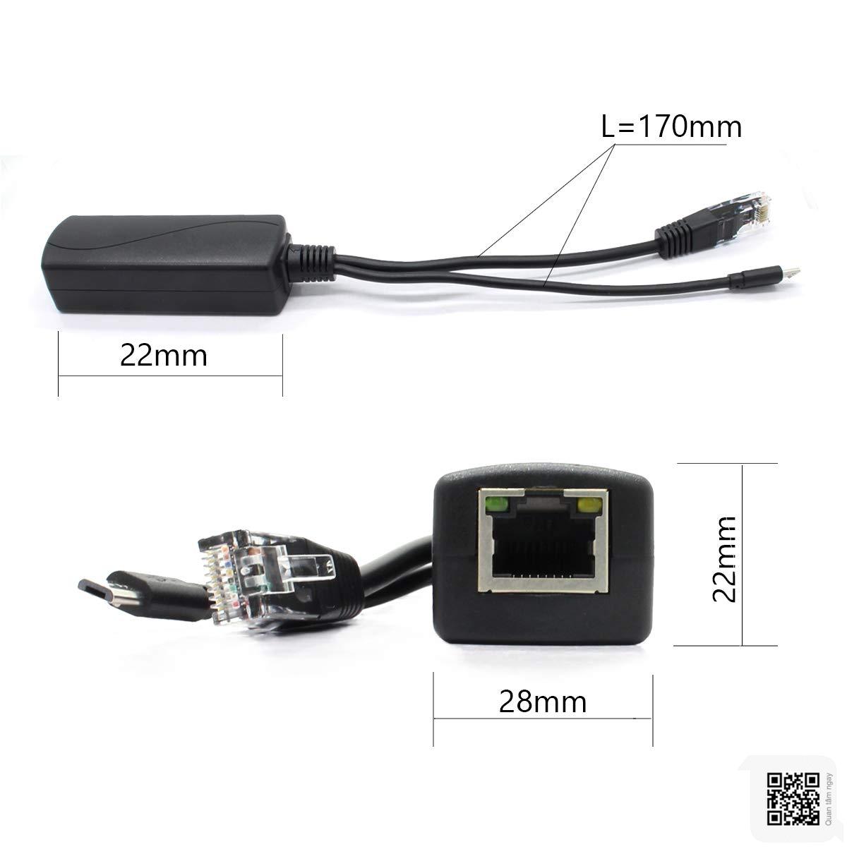 Bộ Chia PoE 5V Micro USB Nguồn Qua Ethernet 48V Sang 5V