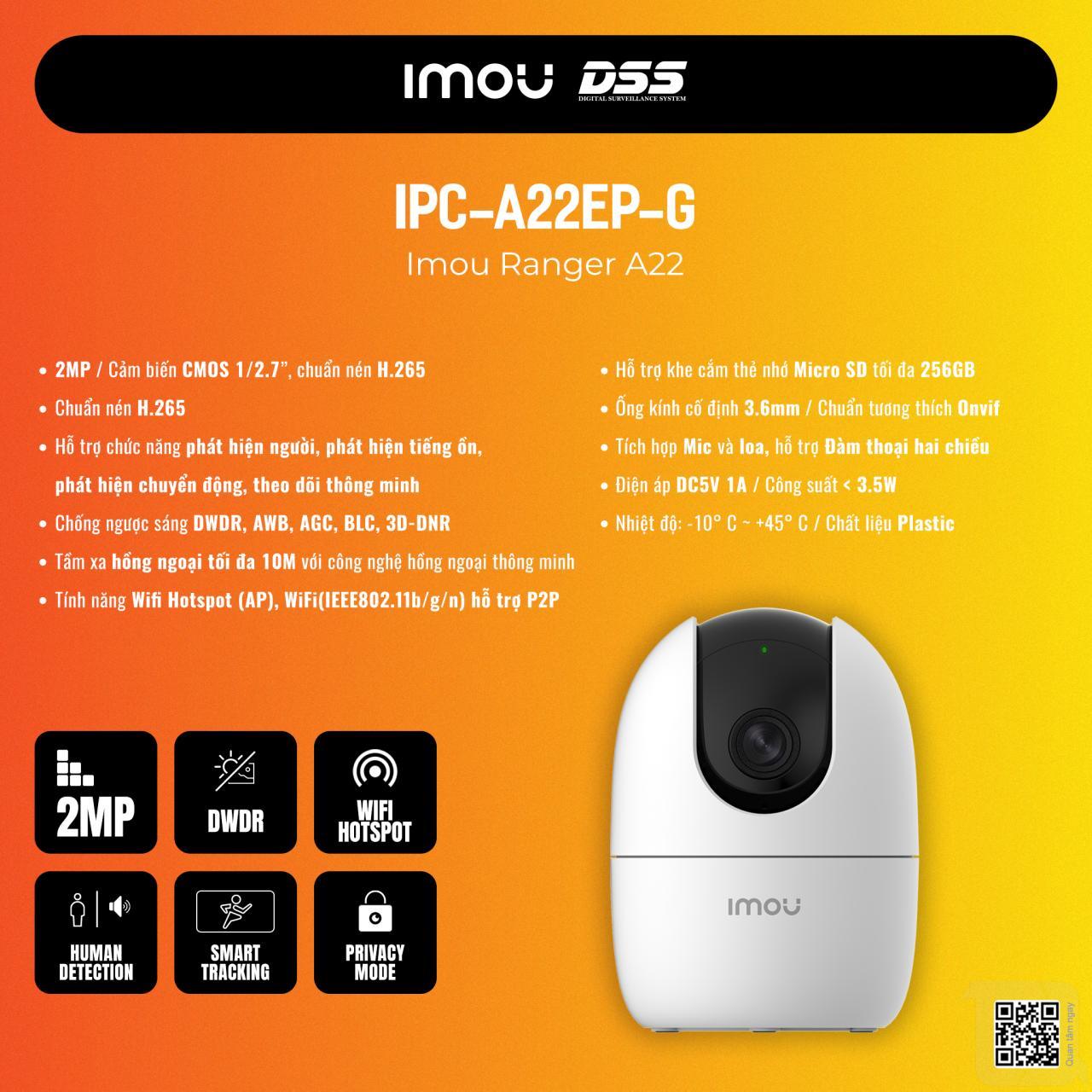 Camera IP Wifi IMOU IPC-A22EP-G Ranger 2 2.0MP