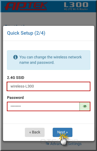 Hướng dẫn cài đặt mật khẩu APTEK L300 kết nối 3G/4G