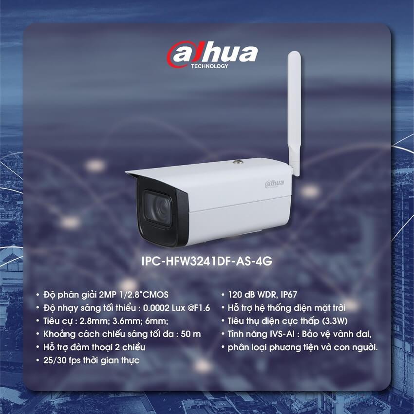 Camera Sim 4G IP 2MP Dahua DH-IPC-HFW3241DF-AS-4G